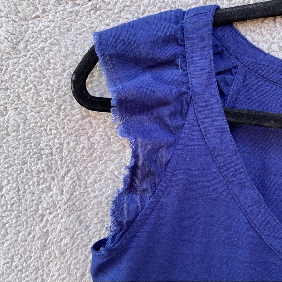 NEW True Craft Southern Roadtrip 3 Tiered Peplum Raw Hem Cap Sleeve Top Sz XS - Picture 2 of 10